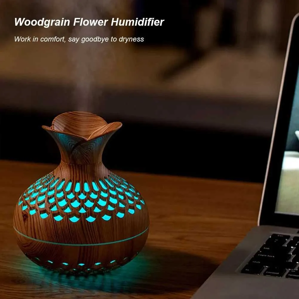 Humidifiers Wood Grain Humidifier 300ml USB Aroma Diffuser Atomizer USB Household Humidifier Instrument Desktop Humidifier