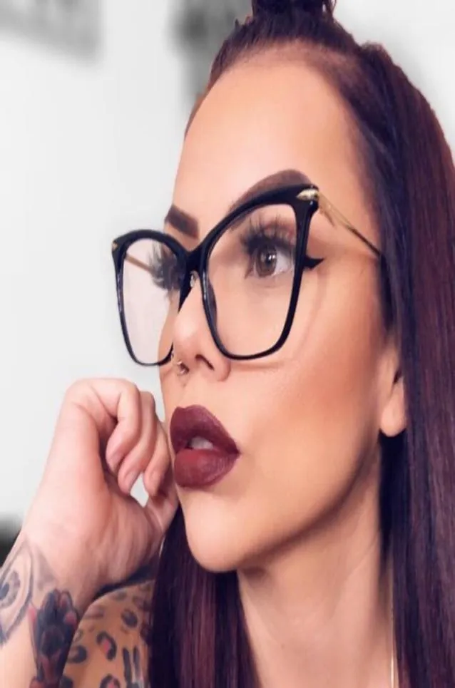 سيدة كات كبيرة من نظارات العين إطار العدسة الصافية نقاط الإطار المعدني صفر قصر النظر Nerd Vintage Women039S Eyeglass Frame7408693