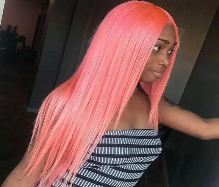 brazilian virgin hair lace front wigs Long pink human hair wigs for black women full lace pink hair wig2033585