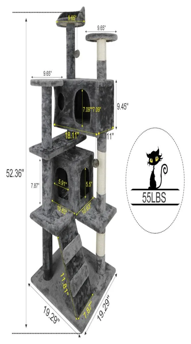 52quot Cat Tree Activity Tower Pet Kitty Furniture with Scratching Posts dders64313227744445