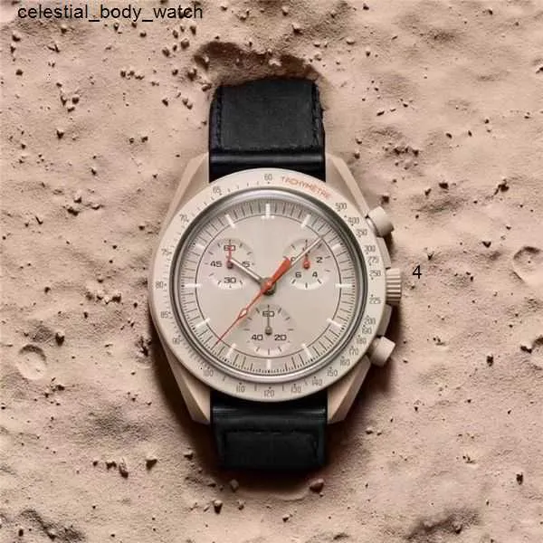 Productos de acero Moonswatch Quarz Cronógrafo Reloj para hombre y mujer Mission To Mercury Nylon Reloj de lujo James Montre de luxe Edición limitada mástil UTC5