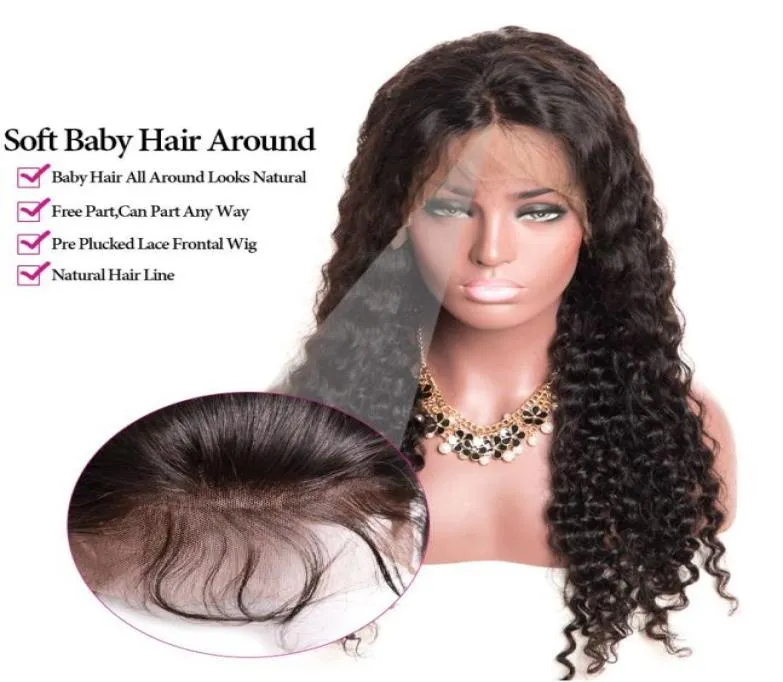 130密度レース黒人女性のための人間の髪のかつらの短いかつらを前に摘み取った自然のヘアラインと赤ちゃんの髪のオンブル巻き巻きウィッグス6630304