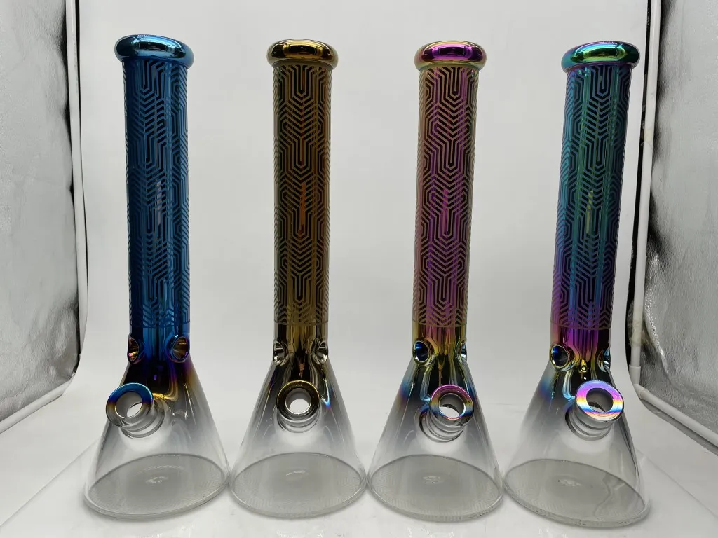 16 -calowy ciężki perkolator Percolator Glass Bong Chrome 4Colors 14 mm staw z Downstem i Bowl