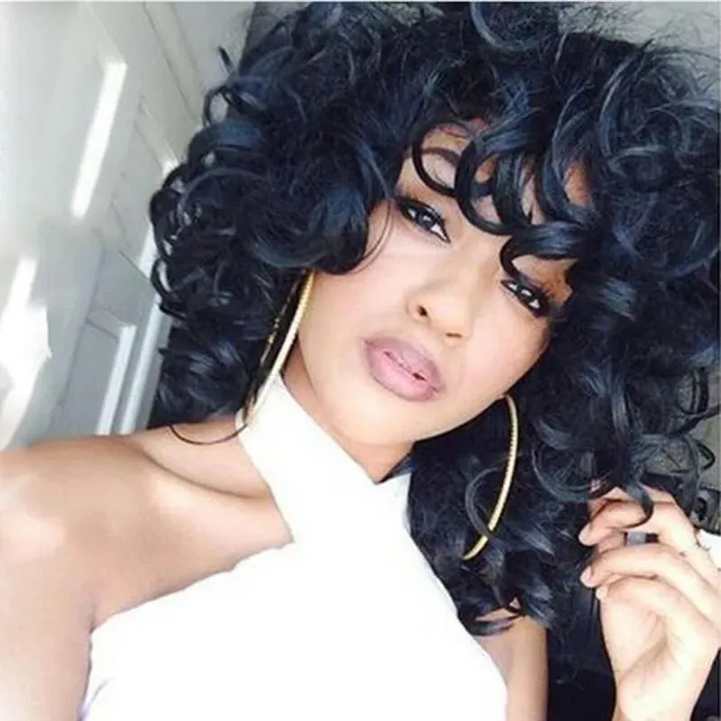 Wigs fashion brazilian Hair soft short kinky curly wig Simulation Human Hair loose curl wigs in large stock