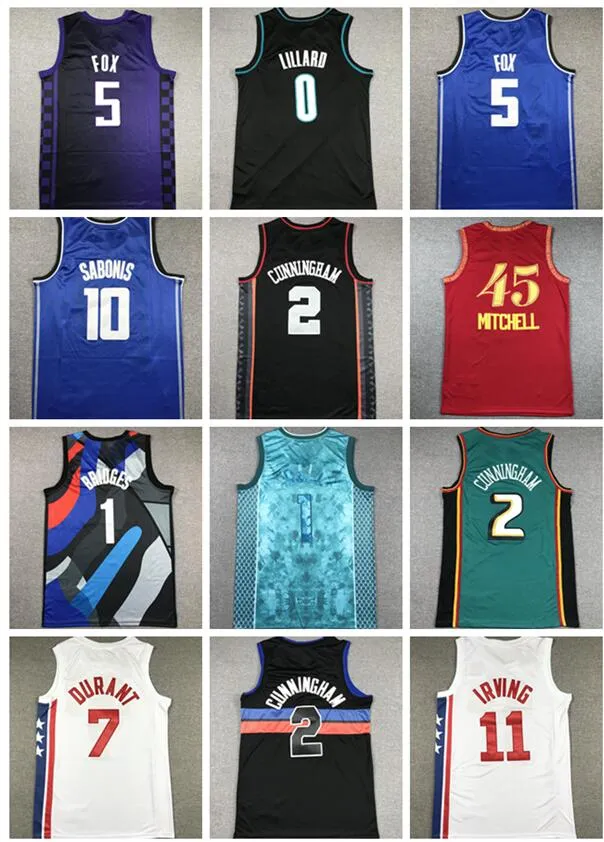 3 IVERSON Basketballtrikots City Edition Navy Fast Break yakuda store O LILARD 5 FOX 10 SABONIS 45 MITCHELL 2 CUNNINGHAM 1 BRIDGES 7 DURANT Kingcaps tragen