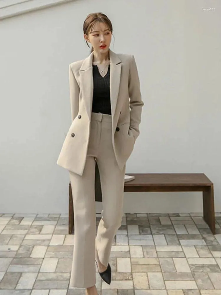 Pantaloni a due pezzi da donna Insozkdg Oversize Ladies Office Nero Formale Business Donna Abbigliamento da lavoro Blazer Abiti Colloquio di carriera professionale