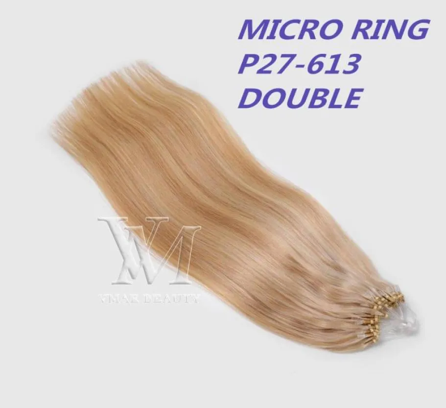 Vmae 11A Salão Europeu Russo Micro Anel Loop Micro Link Beads Sedoso Reto Duplo Desenhado Queratina Fusão Ombre Loira Remy Virg8076331