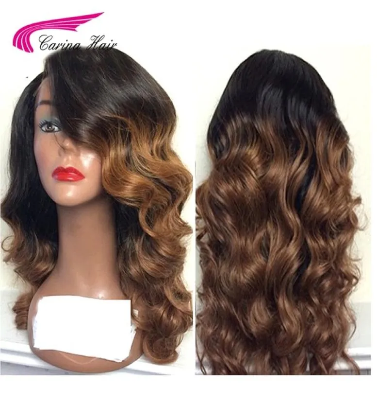 Natural Long Body Wave Ombre Brown Wigs Synthetic Lace Front Wigs With Baby Hair Glueless High Temperature Fiber Hair Wigs For Bla3416890