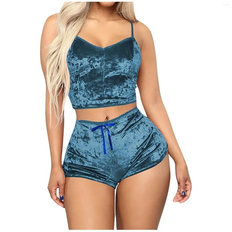 Mulheres sleepwear mulheres profunda v sexy lingerie veludo camisola arco shorts conjunto sutiã roupa interior sem mangas tops pijamas de seda nightwear 2024