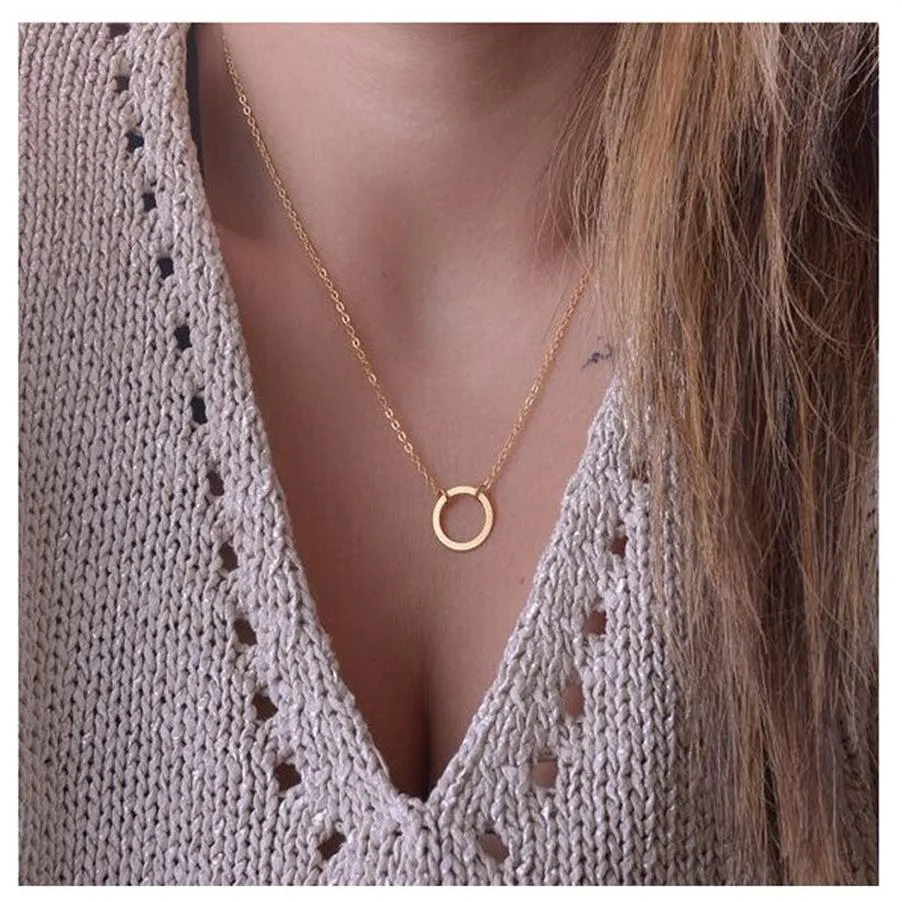 Collier pendentifs cercle collier éternité Karma Infinity or bijoux minimalistes délicat pour toujours collier cercle Gif233l