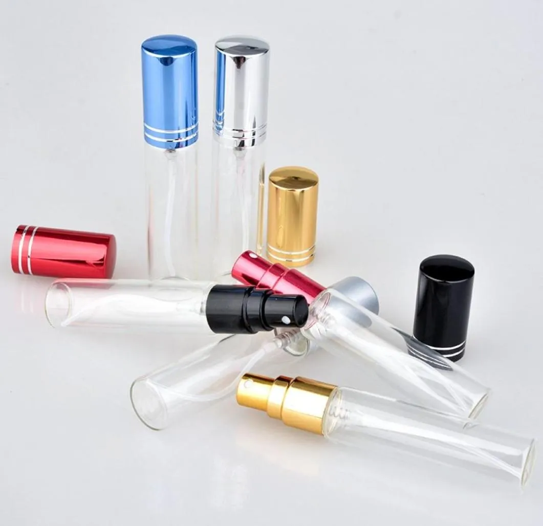 20pcslot 10ML Parfumflesje Met Verstuiver Draagbare Kleurrijke Glazen Hervulbare Lege Cosmetische Containers Met Sproeier Voor Reizen2022207
