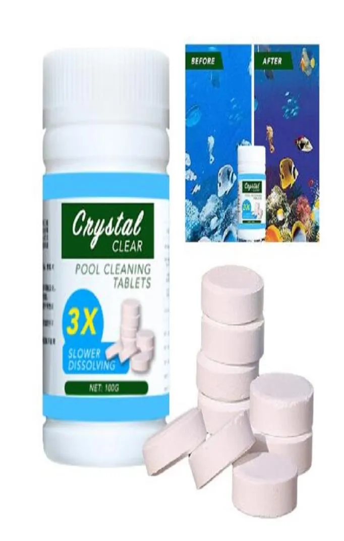 100st Swimming Pool Accessories Cleaning Tabletter Desinfektionsverktyg Klortabletter Instant brusande rör Rengöring av vatten DI5017978