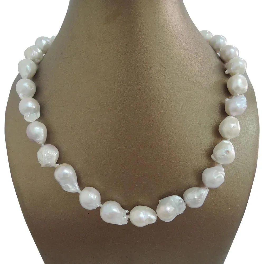 Necklaces 100% NATURE FRESHWATER Round BAROQUE PEARL NECKLACEAA good quality