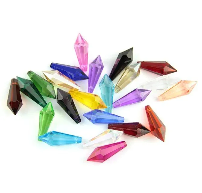 Chandelier Crystal 38mm63mm76mm Mix Colors K9 Pendants Prisms Multi CutFaceted Glass UIcicle Drops For Cake Top Decoration5083397