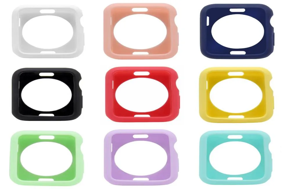 Coque de Protection en Silicone pour montre intelligente, couleur bonbon, pour Apple Watch 1 2 3 4 5 génération, boîtier en Tpu 38 42 40 44mm7430868