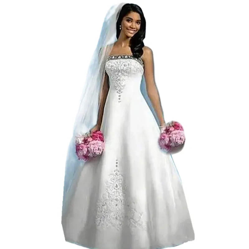 Abito Da Sposa Vintage Ricamato Blu Navy E Bianco Una Linea Senza