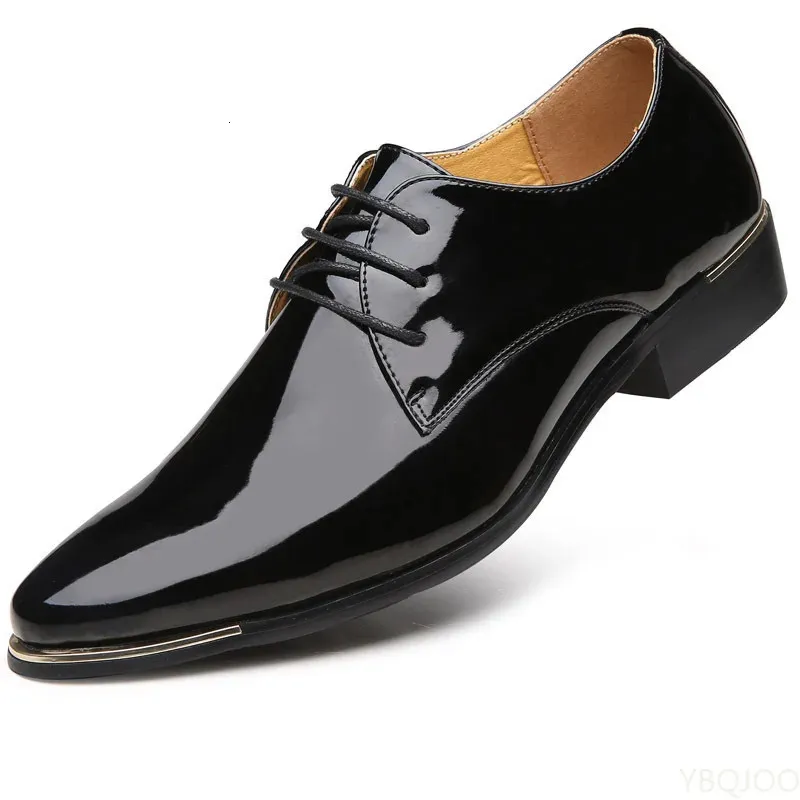 Ly sapatos masculinos de couro envernizado de qualidade branco sapatos de casamento tamanho 38-48 couro preto macio sapatos sociais 240102