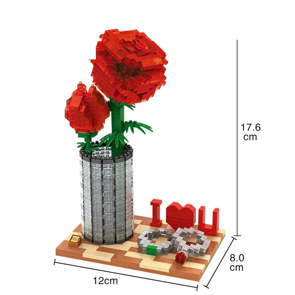 Levererar helt nya Loz Diamond Blocks Bricks Toys Building Assembly Toy Crystal Rose Valentine's Day Gifts DIY 9022