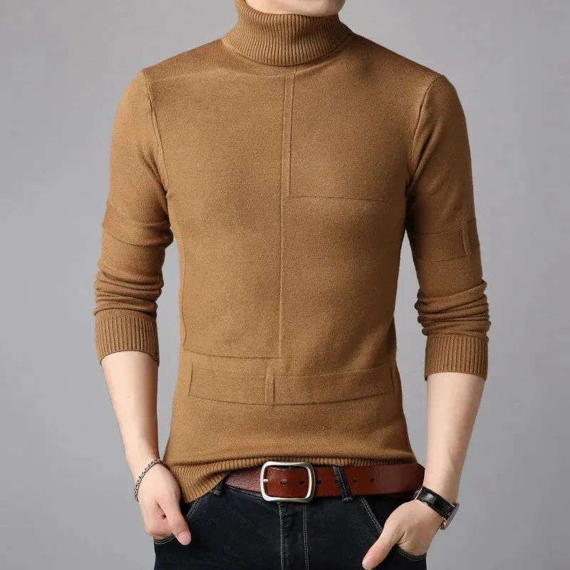 Kış Yavurucu Kazak Men Sıcak Katı Örme Külotlar Erkek Kazaklar İnce Fit Pullover İnsan Örgü Marka Giysileri 240103