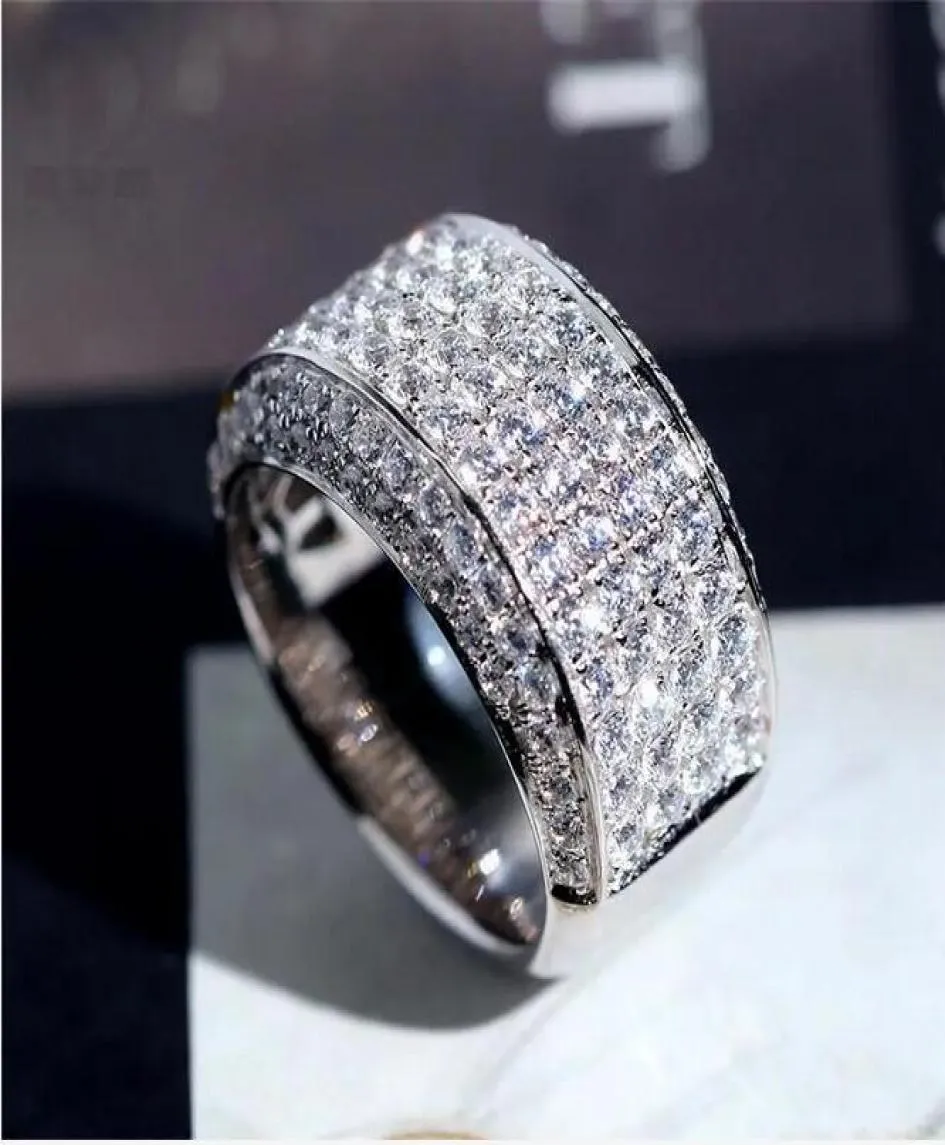 2021 Hip Hop Stones Iced Out Micro Pave CZ Stone Tennis Ring Men Kvinnor Charm Luxury With Side StonesJewelry Crystal Zircon Diamond6127104