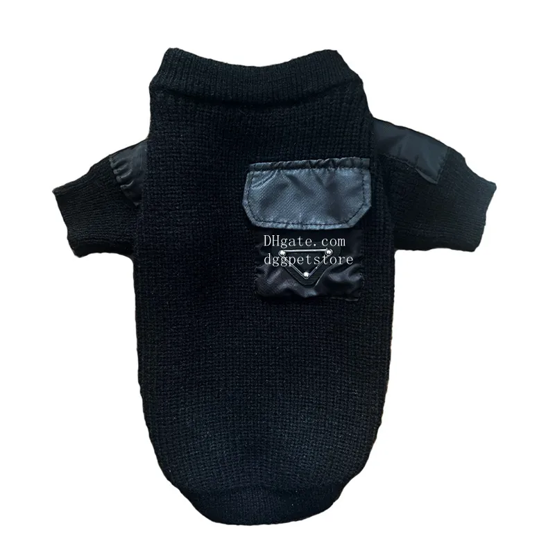 Designer Dog Roupas Brand Dog Apparel com suéter clássico de cães de cães de metal de triângulo, malha de estimação macia, pulôver de malha, casacos de estimação de inverno para cães pequenos s A905