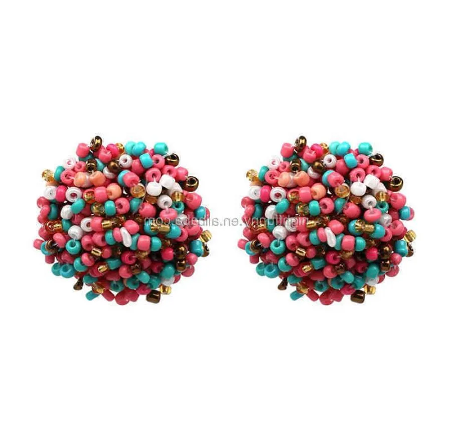 Seed Beaded Stud Earrings Seedbeads Cluster Earrings Stud019934321