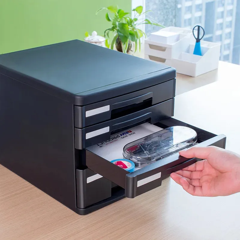 Desktop File Cabinet A4 Data Storage Box Organizer Plastlåda FourLayer Stationery Office levererar 240102