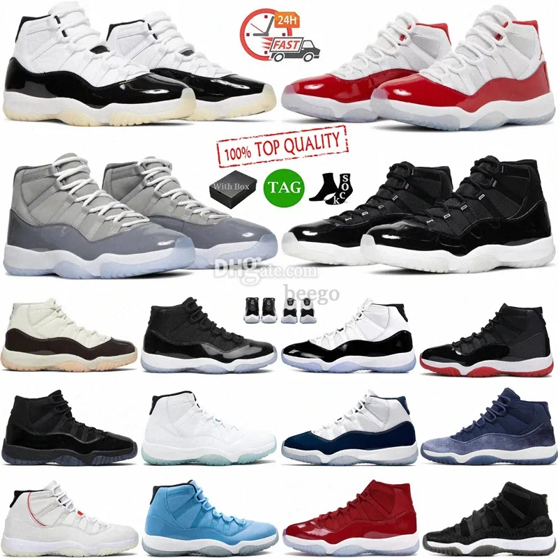 Basketbalschoenen Jumpman 11 Heren Dames 11s DMP Dankbaarheid Cherry Jubilee Snakeskin Cool Grey 25th Anniversary 72-10 Low Bred Pure Cement e29T#