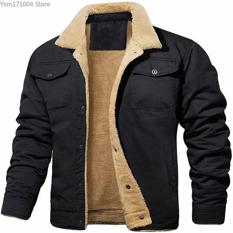 Winter Men's Bomber Jacket Highquality Male Plush Thicken Wool Lapel Embroidery Thick Warm Cargo Jackets Coats 3XL 240102