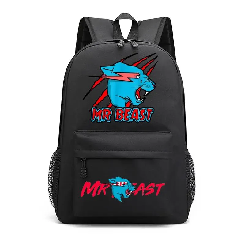 Väskor skolväskor som säljer Mr Beast Lightning Cat Ryggsäck Cartoon Mochila Student School Bag Casual Back Pack Teenage Travel Bag 230814