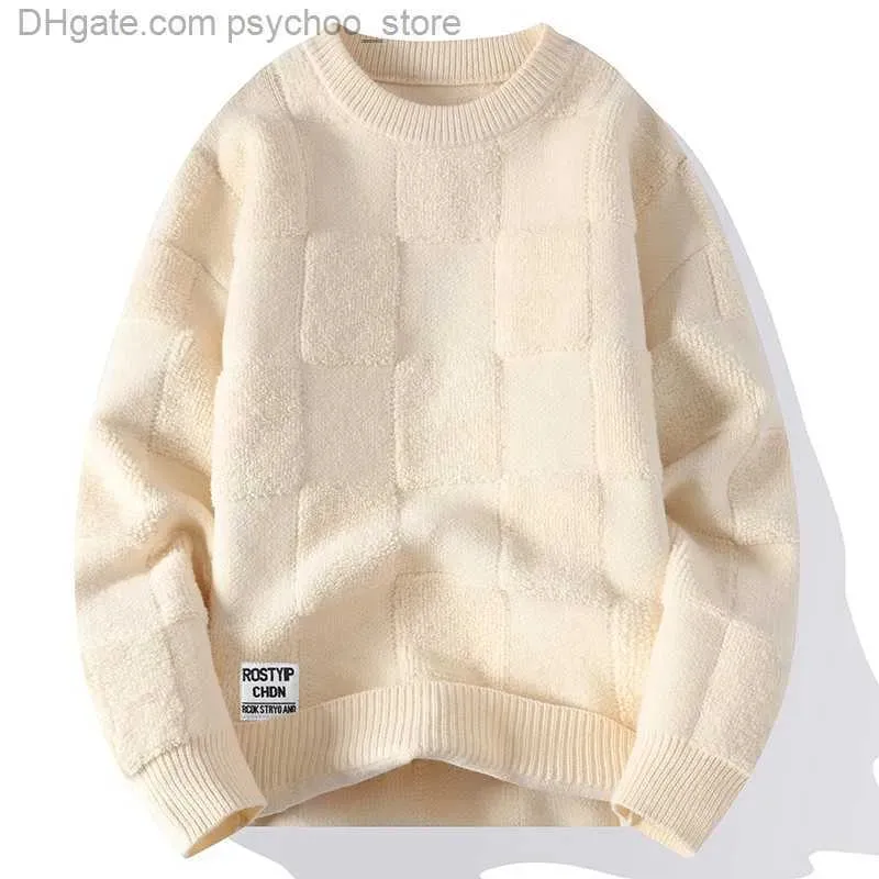 Sweater de tejido de punto de hombre hostigador Hombres 2022 Invierno espeso espesa casual de gran tamaño vintage jersey masculino sweaters de cuello redondo coreano cuello de cuello 230830