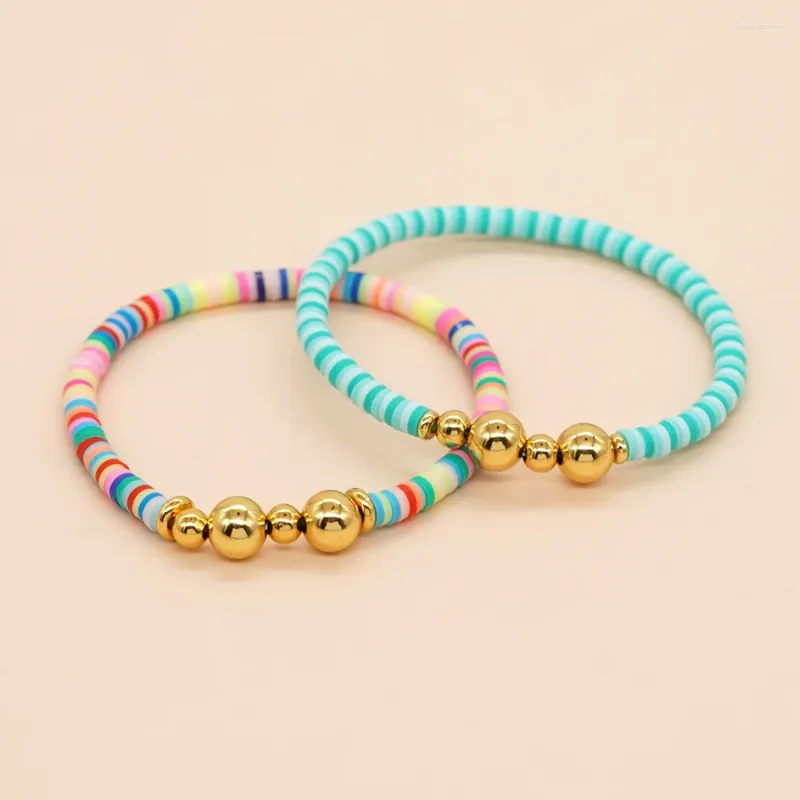 Strand BohoBliss Bracciale con perline di argilla multicolore per le donne Gioielli di moda alla moda Regali di amicizia bohémien Braccialetti Heishi elastici