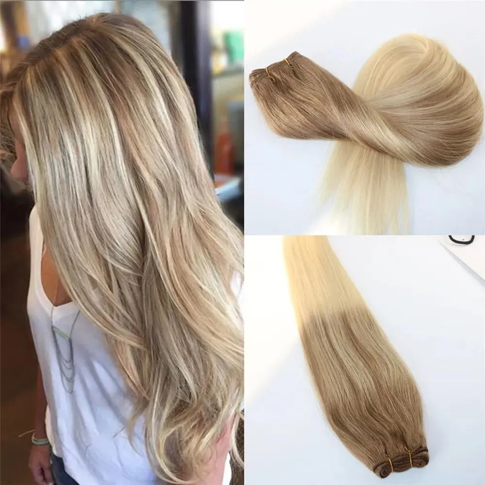 Örgüler bakire remy insan saç uzantıları ombre #8 ila #60 sarı saç atkı slik düz balayage saç demetleri balayage işlenmemiş brezilya