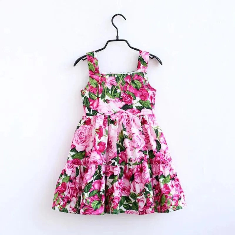 Outfits Women Girls summer dress bohemian kids floral print suspender dress children princess dress mommy and me Family Matching Outfits C