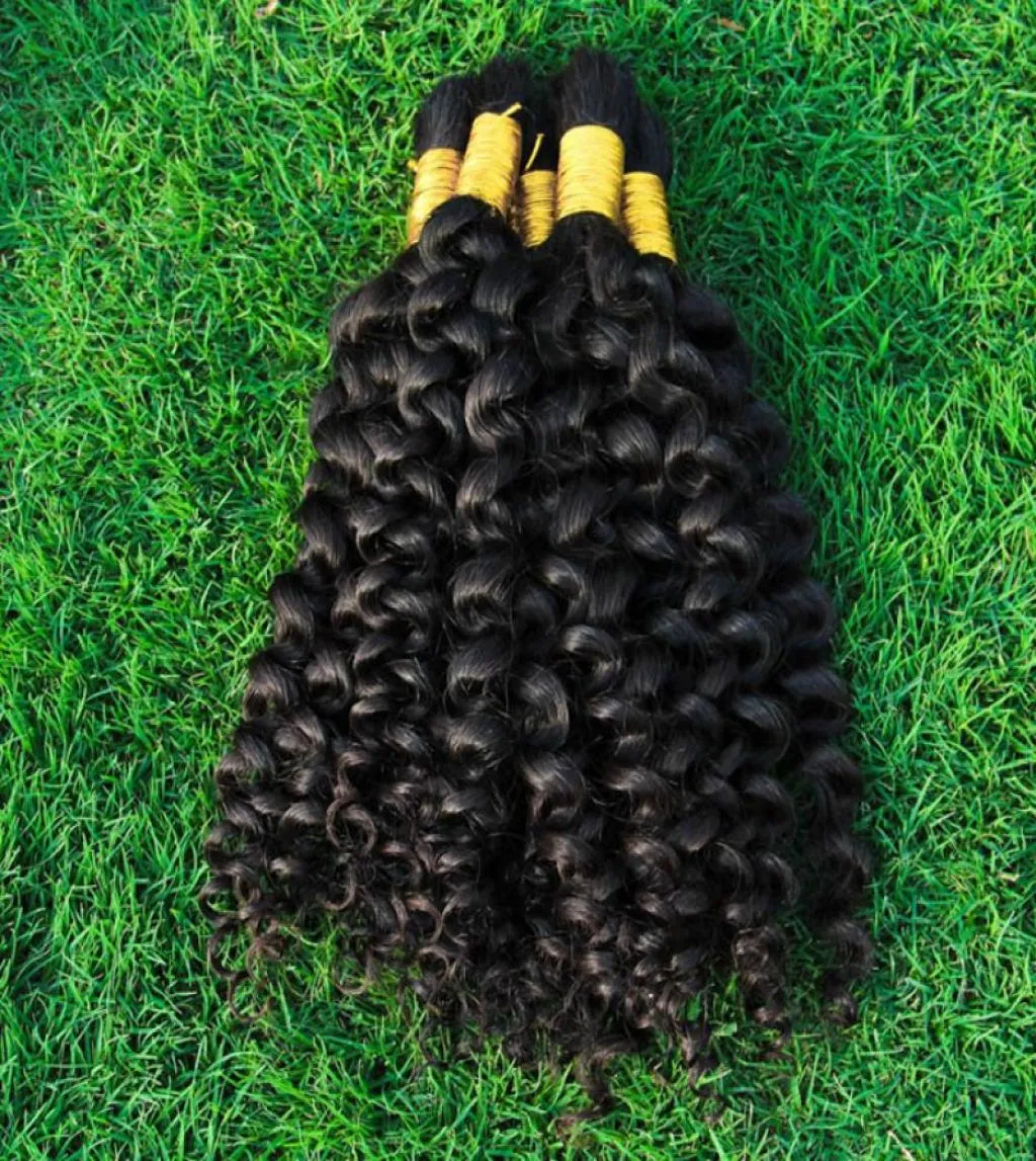 Malaysian Kinky Curly Bulk Hair Weave 3 Bundles Full Tips Unprocessed Kinky Curl Human Hair Extensions In Bulk For Braids No Weft3928266