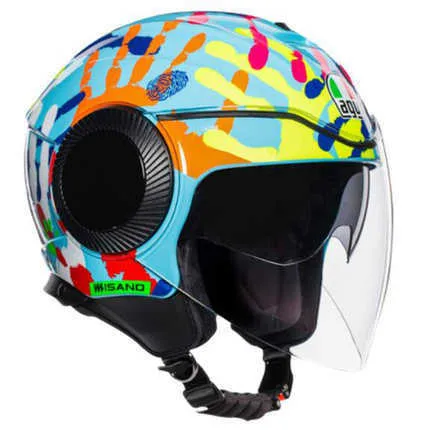 Helmets Moto AGV Motorcycle Design Safety Comfort Agv Italian Orbyt Men's and Women's Dual Lens 4/3 Half Helmet Motorcycle Electric Vehicle Mono Channel Q9V2