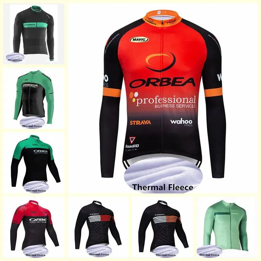 Top 2019 ORBEA team Cycling Winter Thermal Fleece jersey Uomo Maniche lunghe Ropa Ciclismo Abbigliamento ciclismo U101816