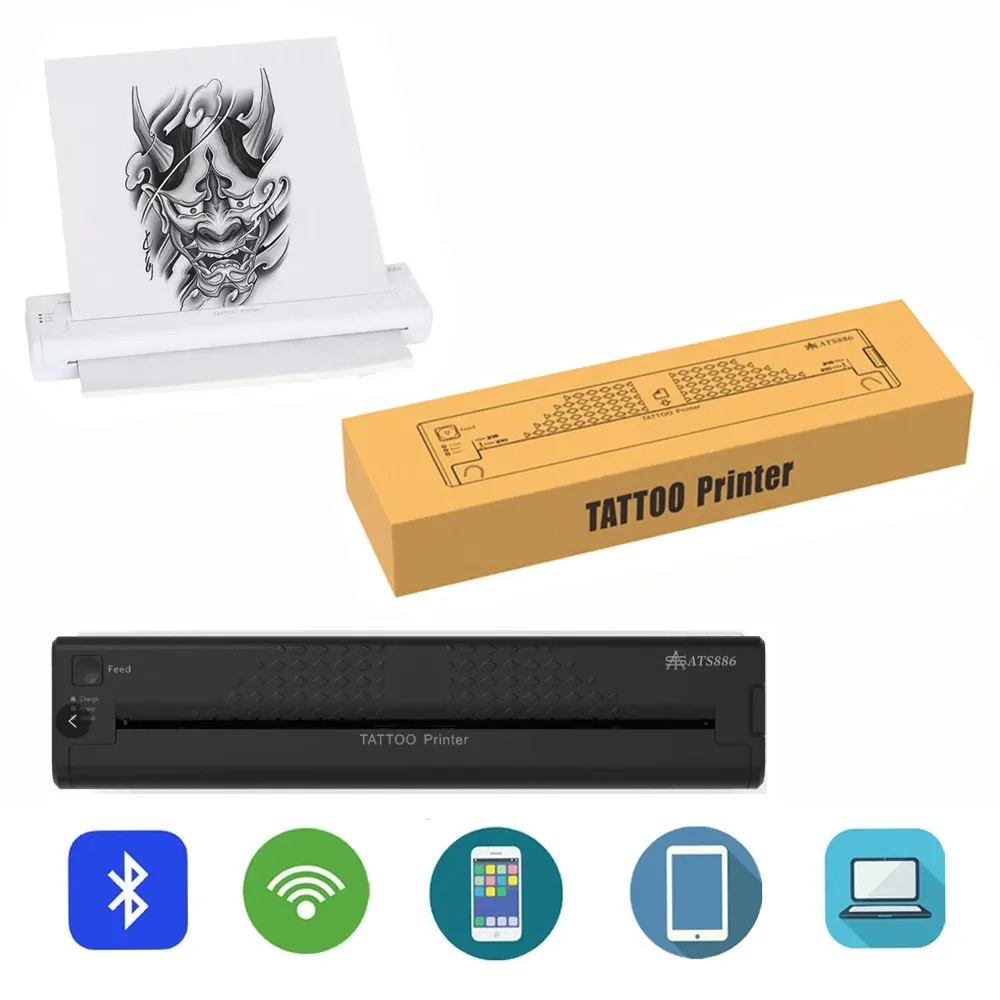 Bluetooth Wireless Tattoo Transfer Printer Machine Copier Stencil Maker för Tatu Pos Thermal Tattoo Transfer Paper 240103