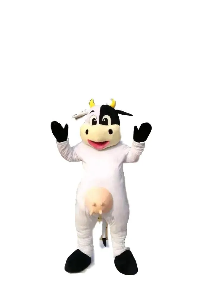 Kostiumy Prawdziwe zdjęcia Czarna biała krowa Mascot Mascot Mascot Cartoon Charakterys Kostium dla dorosłych Rozmiar Darmowa wysyłka