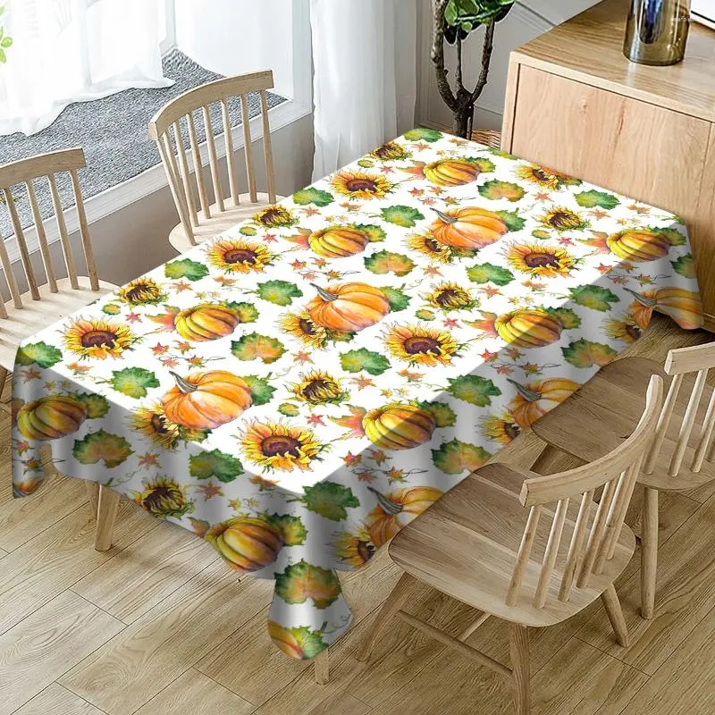 Table Cloth Welcome Thanksgiving Autumn Pumpkin Leave Ginkgo Biloba Flax Tablecloth Dustproof Cover Heat Resistant Decor Multiple Size