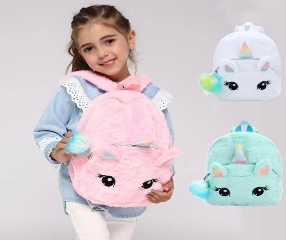 Sacs à dos en peluche Dessin animé mignon licorne enfants sacs d'école pour filles doux enfants sac à dos d'école maternelle bébé voyage collations jouets 2781319