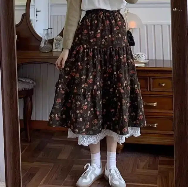 Brown corduroy skirt japan sale