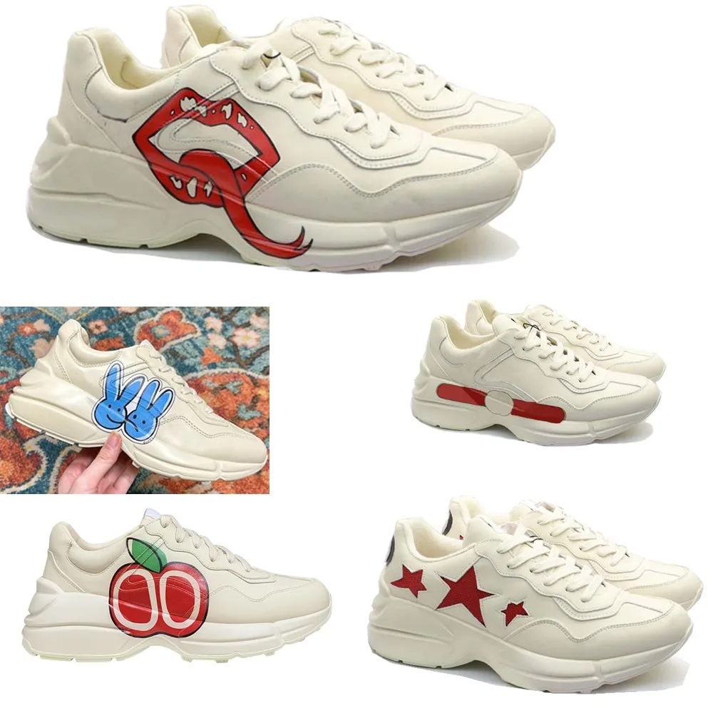 Mens Office Out Calfskin of Shoes Star Stripe Sneakers Designer Trainer Sneaker Strawberry Mouse Shoe com Box 5