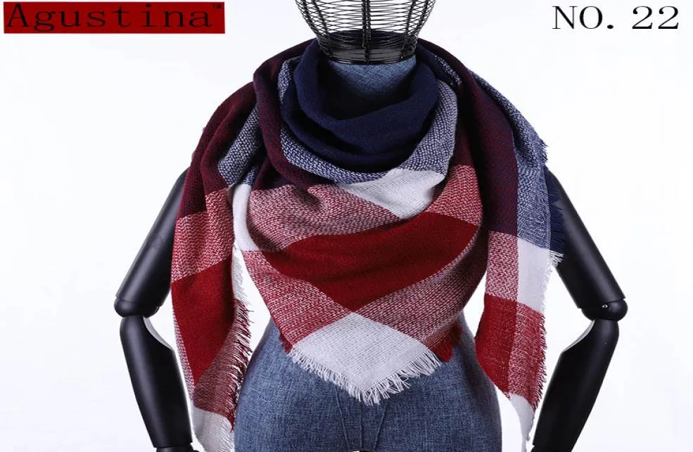 Plaid Scarf Winter Women Cashmere Shawl Poncho Triangle Scarfs Luxury Capes Brand Ladies Scarves Womens Shaws Tartan4282440