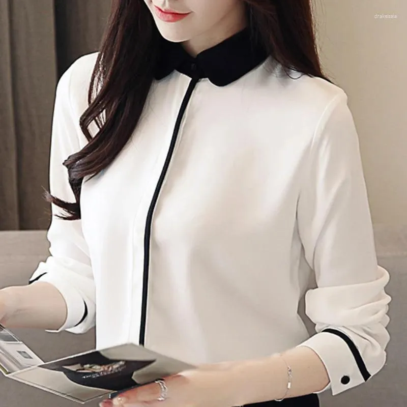 Womens Blouses Blusas Mujer De Moda 2024 White Blouse Office Ladies Tops  Chiffon Long Sleeve Women Shirts Womens And C14 From Drakessia, $16.81
