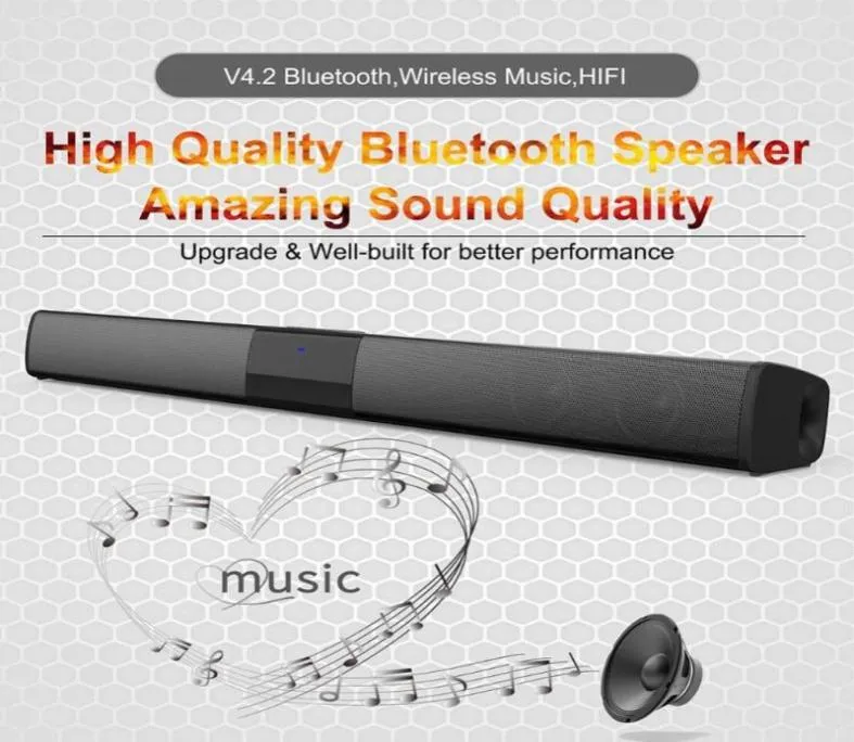 Uppgraderad Bluetooth Soundbar 3D Stereo Surround Wireless Deluxe Sound Bar med valfri fjärrkontroll för TV -hemmabio3598195