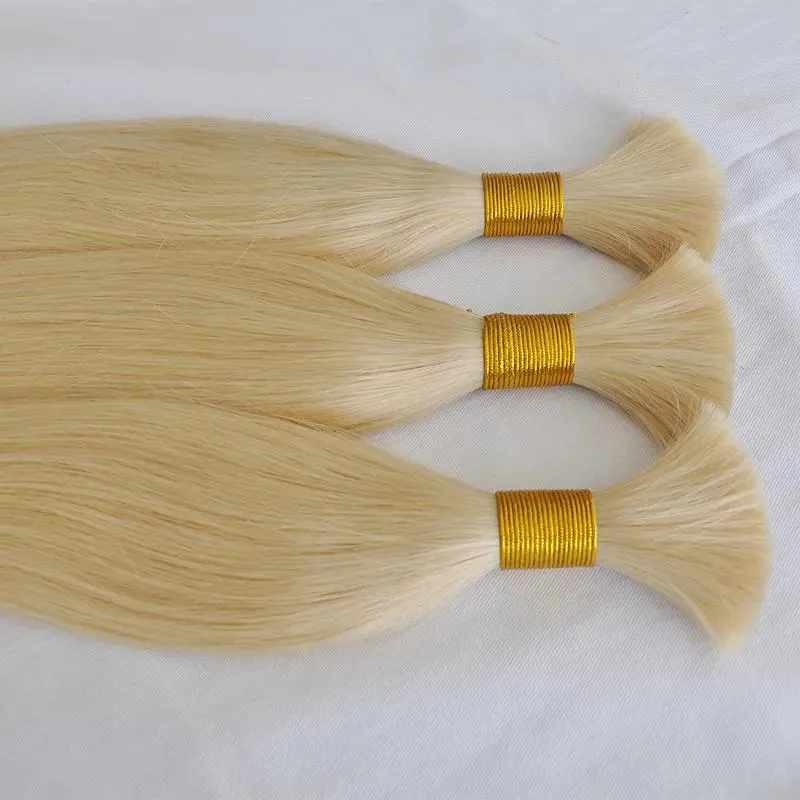 Weeft goede deal kleur 613 blonde menselijke haarverlenging in bulk goedkope rechte golf braziliaanse haar bulk voor vlechten geen bijlage gratis schip