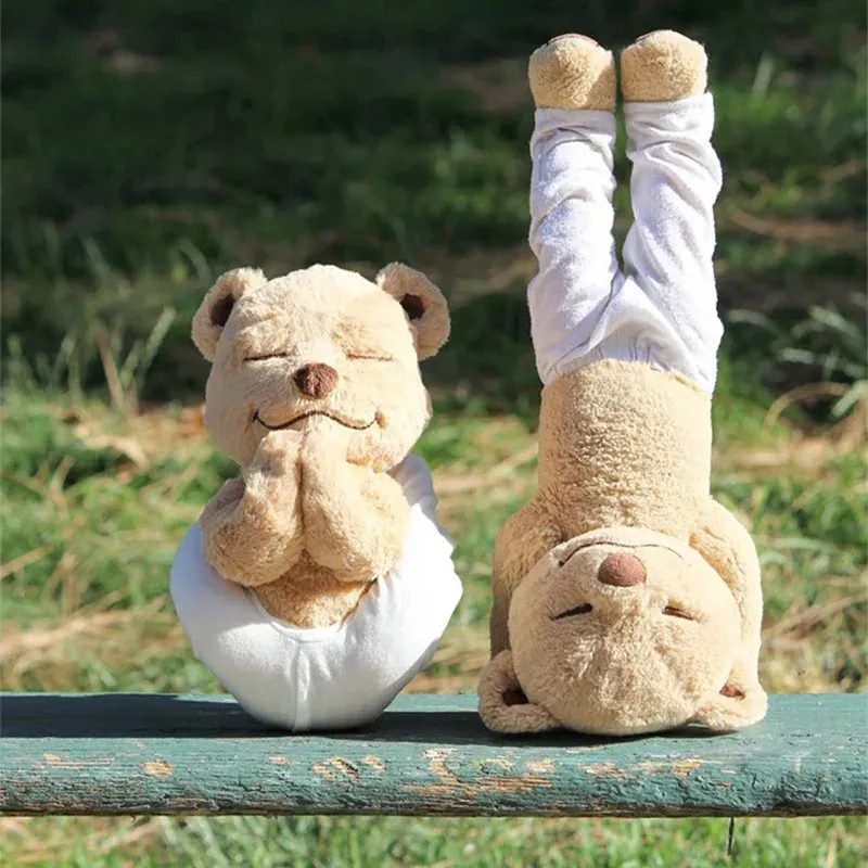 Animaux en peluche poupée en peluche Kawaii mignon ours de Yoga doux raidi Kung Fu jouets pour bébé enfants peluches jouet de noël 240103