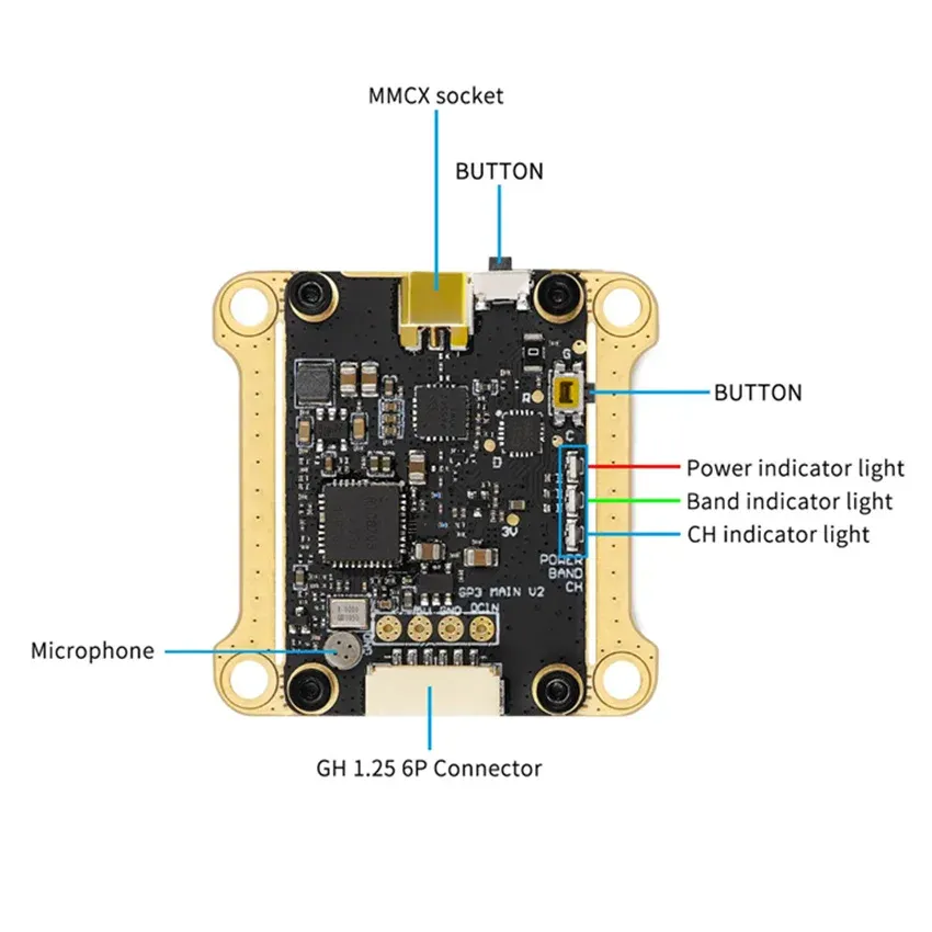 GEPRC RAD VTX 5.8G 1.6W FPV RC RACING DRONE / RC PLAERSリモートコントロールエアプレーンパーツ用の画像トランスミッションボード