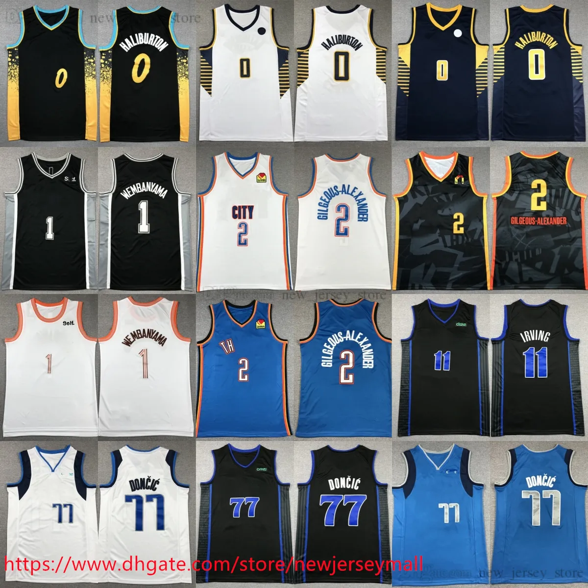 2023-24 New City Basketball 0 Tyrese Haliburton Jersey Home Away 77 Luka Doncic Gilgeous-Alexander Victor Wembanyama Kyrie Irving Jerseys 통기성 스포츠 셔츠